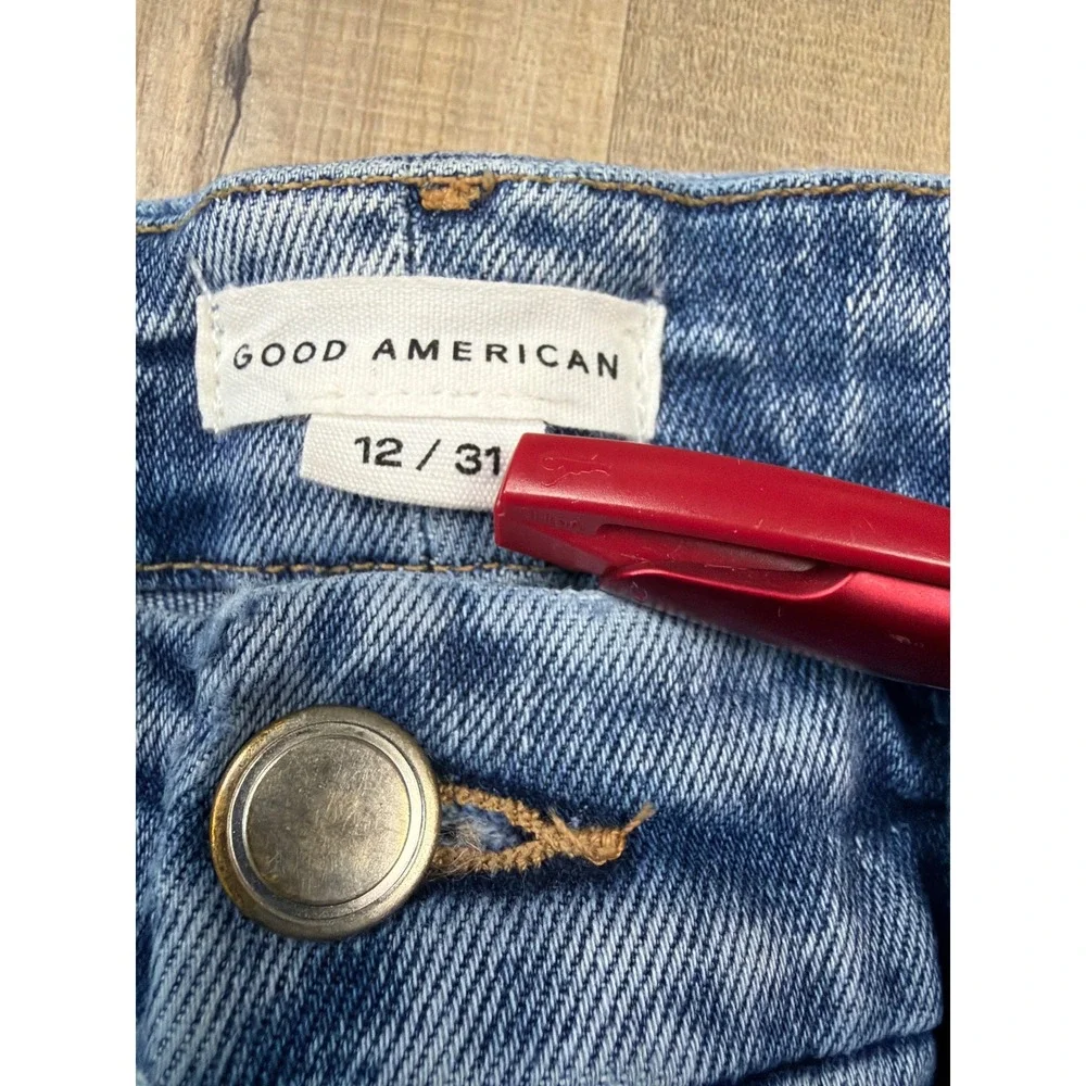 Good American Womens Straight Leg High Rise Jeans Medium Wash Size 12 31